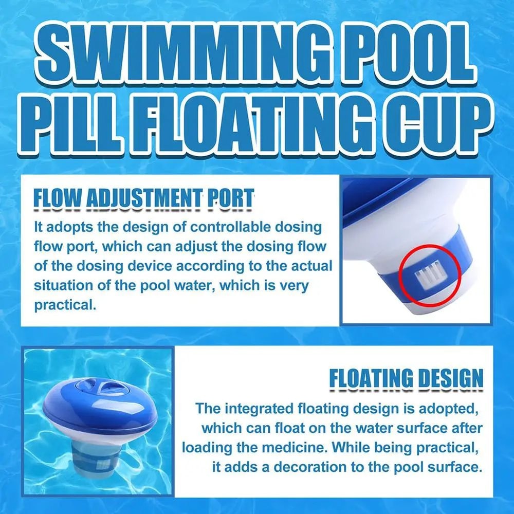 Automatic Swimming Pool Chlorine Floater Tablet Dispenser Adjustable Floating Cup For Pools Spas 5