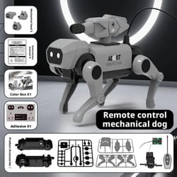 remote control mechanical dog building kit for kids - stem assembly robot pet toy, educational science gift, fun diy mod