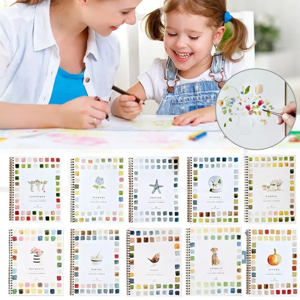 Watercolor Workbook Practice Book W Palette 9 Bouquet Themes For Kids Adults Easy Painting Lesson 5