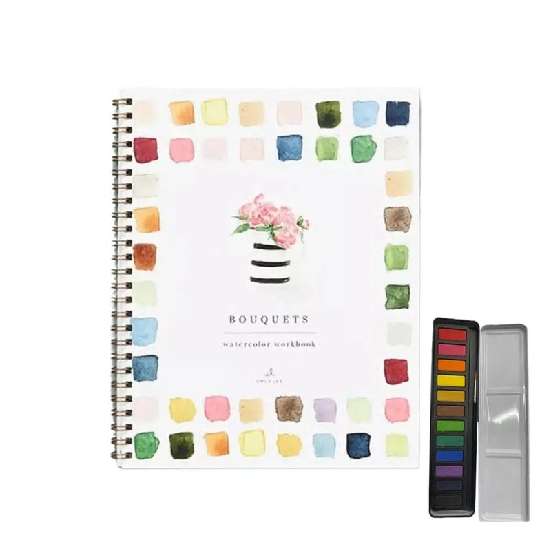 Watercolor Workbook Practice Book W Palette 9 Bouquet Themes For Kids Adults Easy Painting Lesson 12