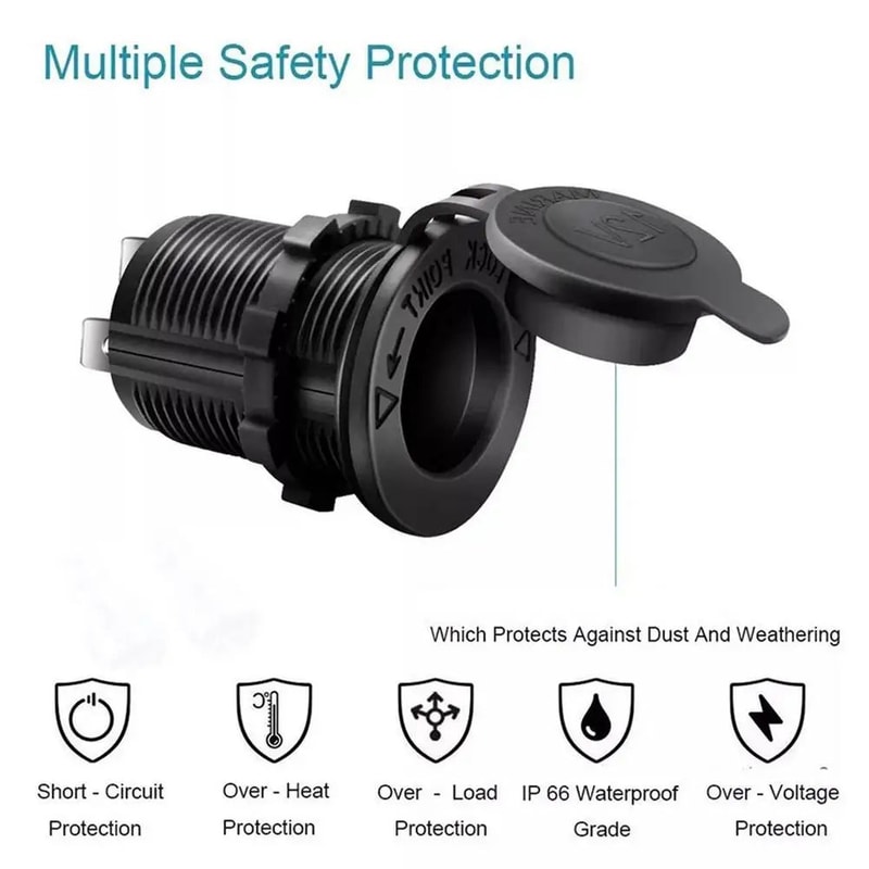 12V Waterproof Cigarette Lighter Socket Plug Car Marine RV ATV Motorcycle Power Outlet Adapter Dur 2