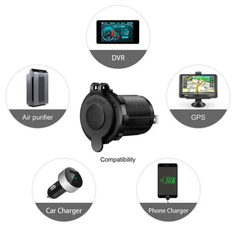 12V Waterproof Cigarette Lighter Socket Plug Car Marine RV ATV Motorcycle Power Outlet Adapter Dur 17