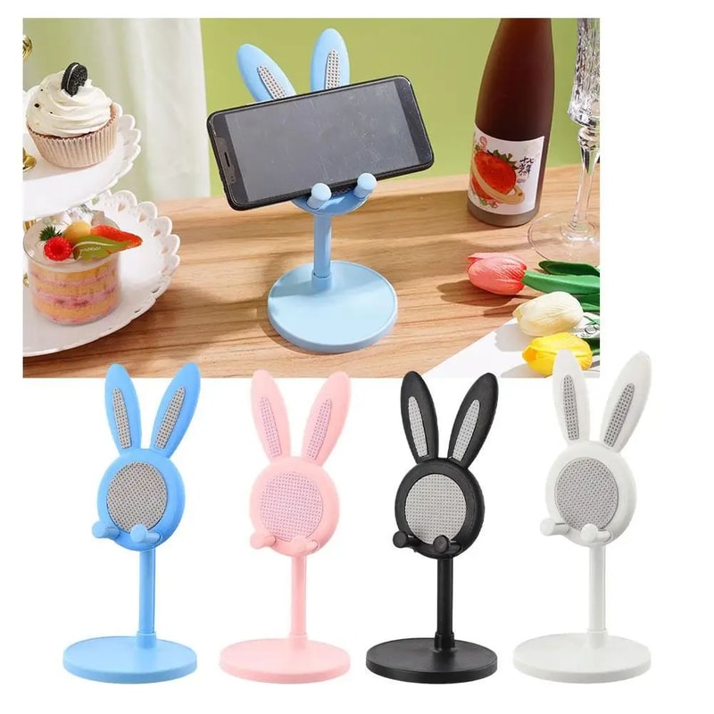 Cute Rabbit Adjustable Phone Stand For Desk Universal Tablet Holder Telescopic Height Sturdy Hands 1