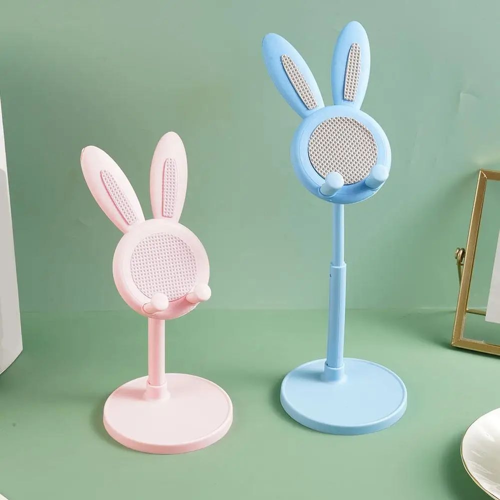 Cute Rabbit Adjustable Phone Stand For Desk Universal Tablet Holder Telescopic Height Sturdy Hands 3