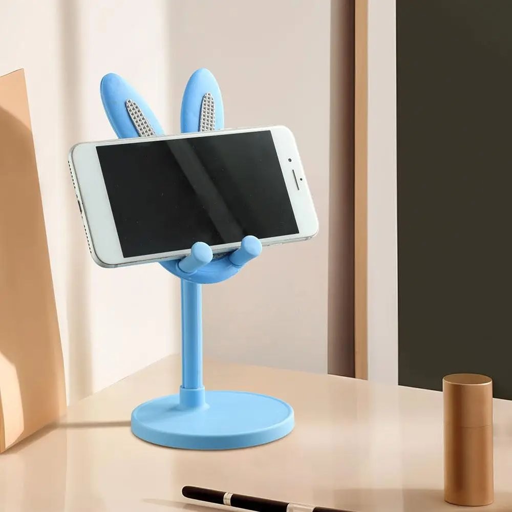Cute Rabbit Adjustable Phone Stand For Desk Universal Tablet Holder Telescopic Height Sturdy Hands 4