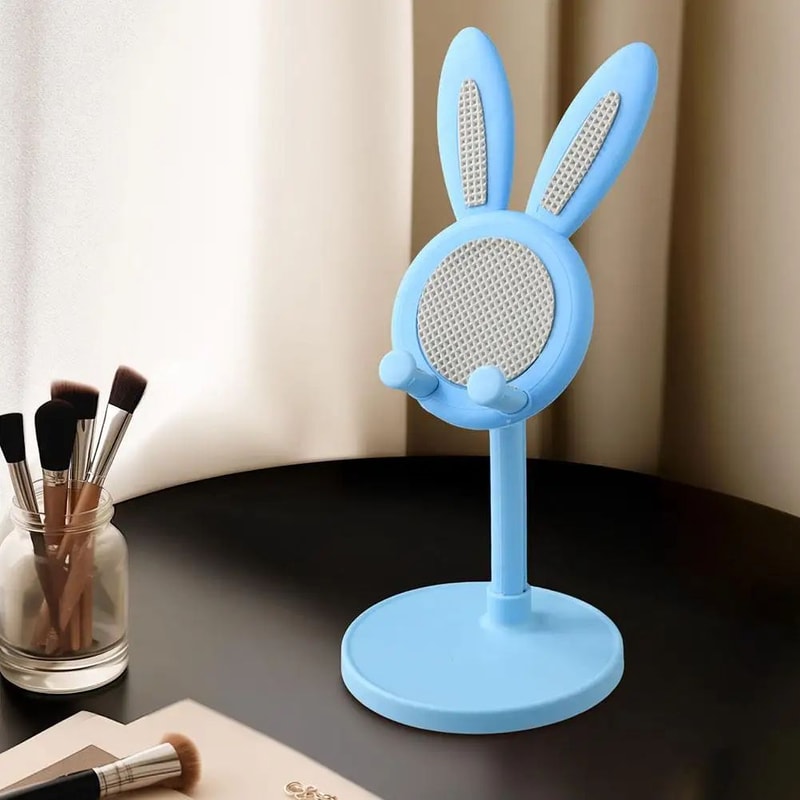 Cute Rabbit Adjustable Phone Stand For Desk Universal Tablet Holder Telescopic Height Sturdy Hands 5
