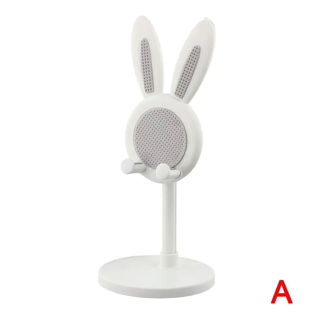 Cute Rabbit Adjustable Phone Stand For Desk Universal Tablet Holder Telescopic Height Sturdy Hands 9