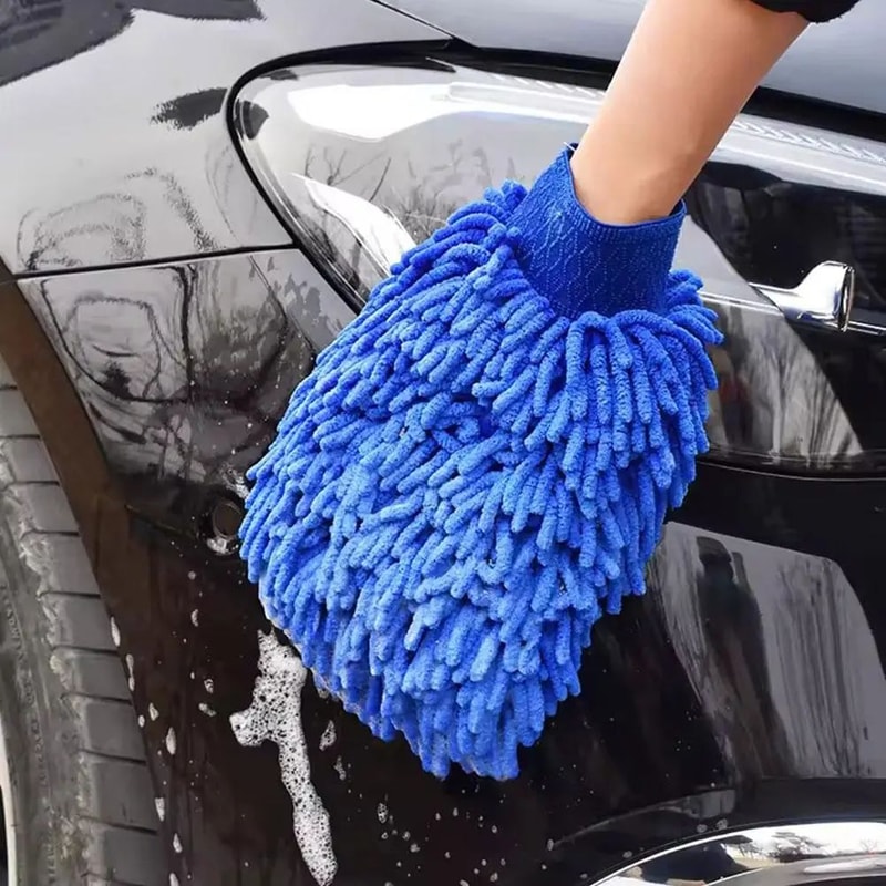 DoubleSided Microfiber Car Wash Mitt Gloves ScratchFree Wash Super Absorbent Reusable Washable Cle 2