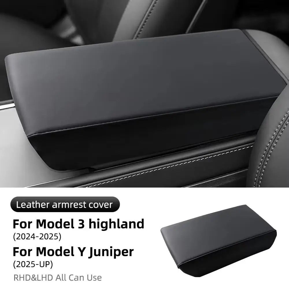 Tesla Model 3Y Armrest Box Pad Cover Soft TPE Leather Center Console Lid Protector Cushion Comfort 6