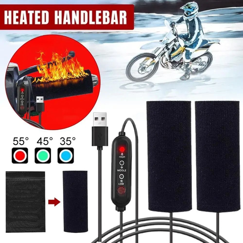3Level Electric Heated Motorcycle Grips Winter Handlebar Warmer Covers Adjustable Heat Control Col 9