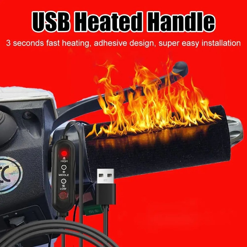 3Level Electric Heated Motorcycle Grips Winter Handlebar Warmer Covers Adjustable Heat Control Col 11