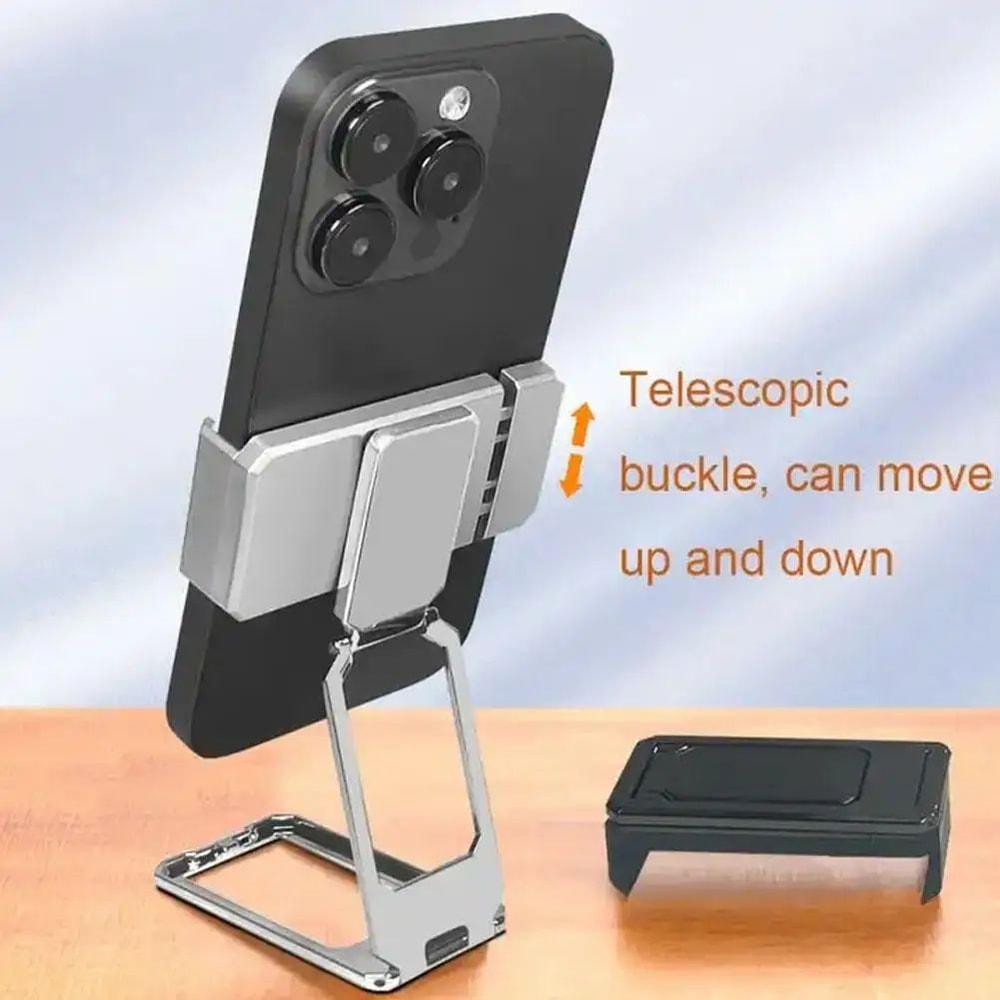 Foldable Aluminum Desktop Phone Holder With Back Clip Universal Mini Stand Lightweight Portable Br 2