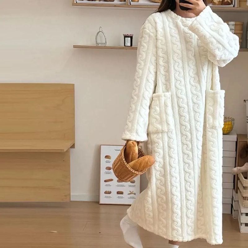 Womens Thick Flannel Coral Velvet Long Pajamas Robe UltraSoft Warm Autumn Winter Nightwear Cozy Ho 3