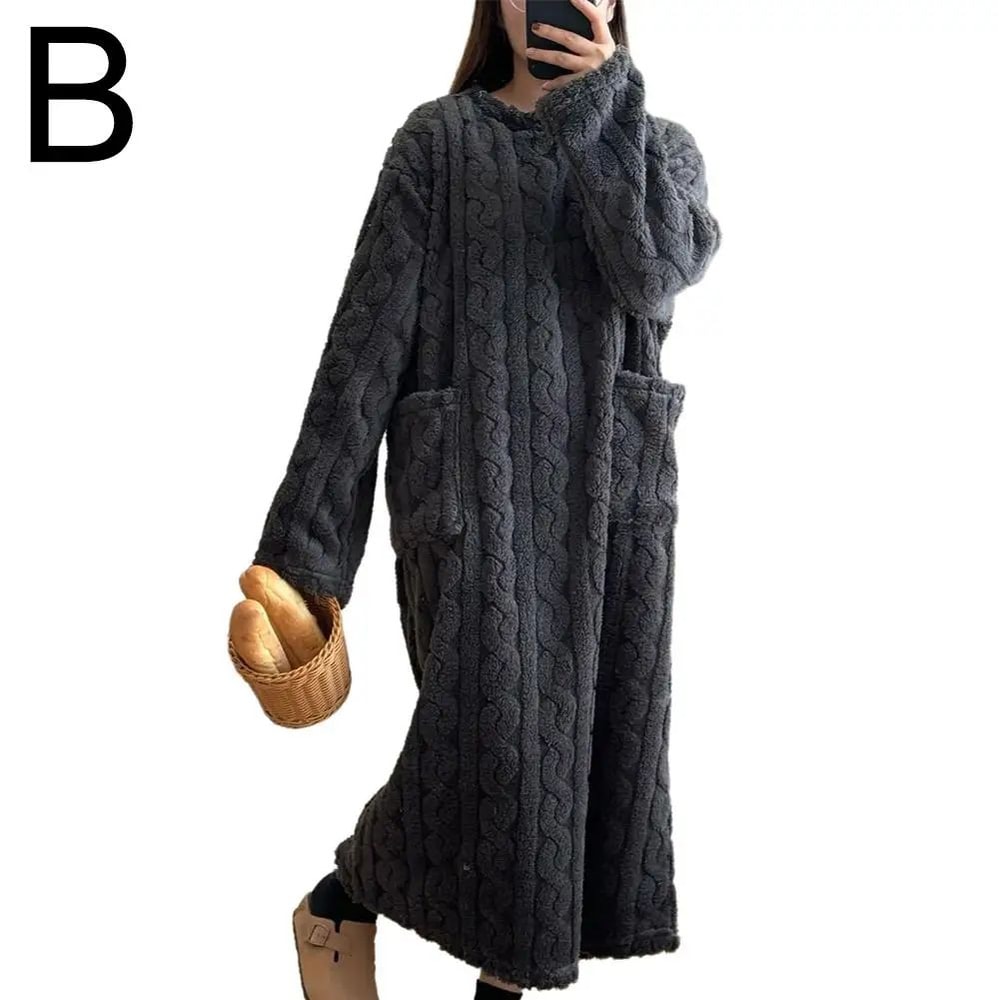 Womens Thick Flannel Coral Velvet Long Pajamas Robe UltraSoft Warm Autumn Winter Nightwear Cozy Ho 7