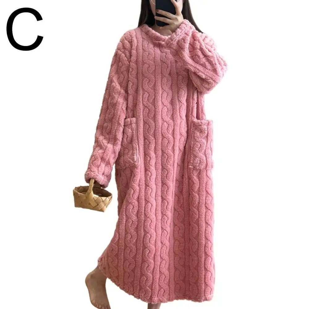Womens Thick Flannel Coral Velvet Long Pajamas Robe UltraSoft Warm Autumn Winter Nightwear Cozy Ho 8