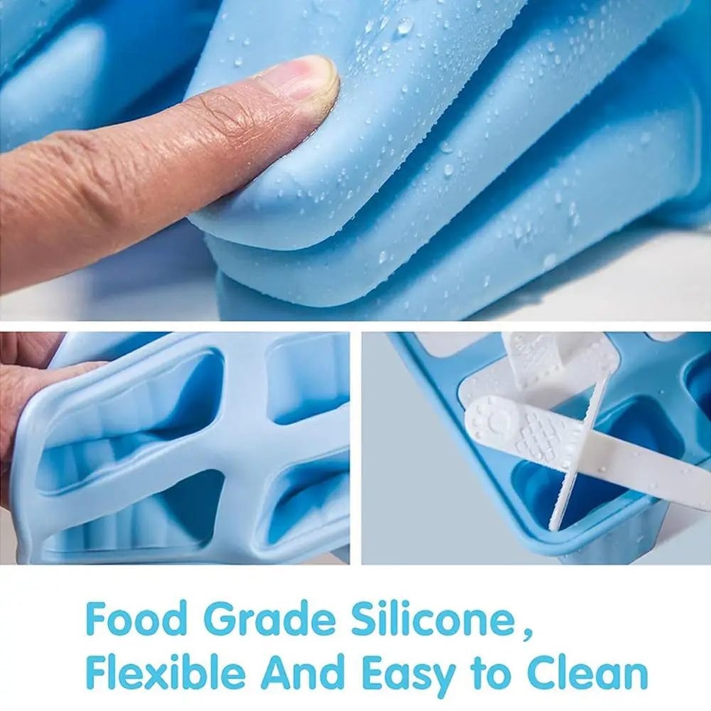 6Grid Silicone Ice Cream Mold With Sticks Reusable FoodGrade Popsicle Maker For DIY Homemade Froze 4