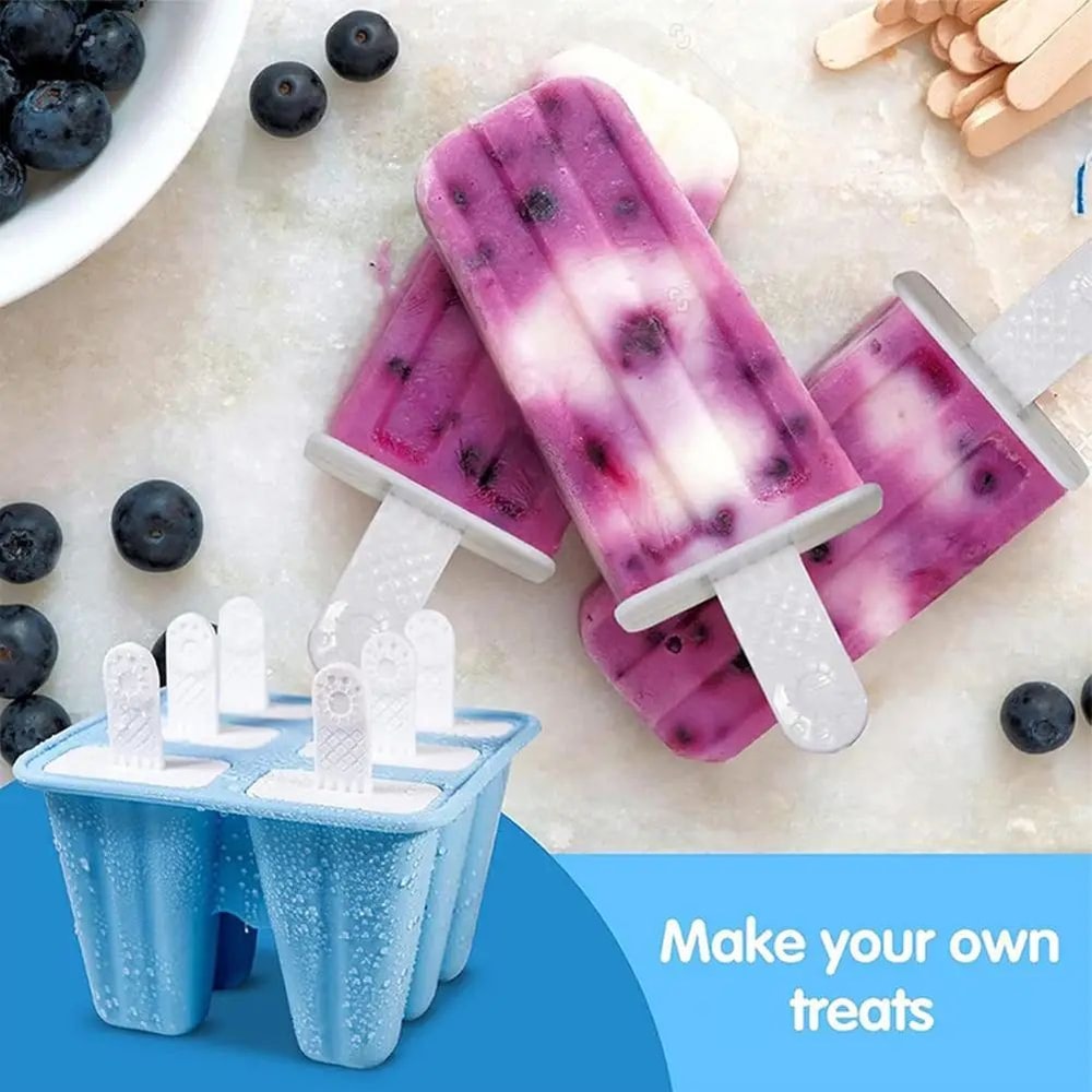 6Grid Silicone Ice Cream Mold With Sticks Reusable FoodGrade Popsicle Maker For DIY Homemade Froze 5