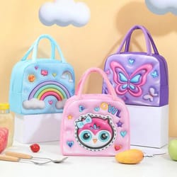kids cartoon insulated lunch bag - portable thermal bento cooler tote with ice pack space for school, picnic & day trips