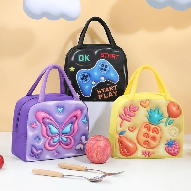 Kids Cartoon Insulated Lunch Bag Portable Thermal Bento Cooler Tote With Ice Pack Space For School 1