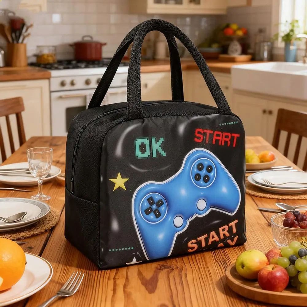 Kids Cartoon Insulated Lunch Bag Portable Thermal Bento Cooler Tote With Ice Pack Space For School 4