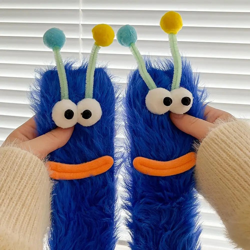 Funny Monster Fuzzy Socks Thick Coral Fleece Warm Floor Socks With Big Eyes Cute Cozy Winter Gift 5