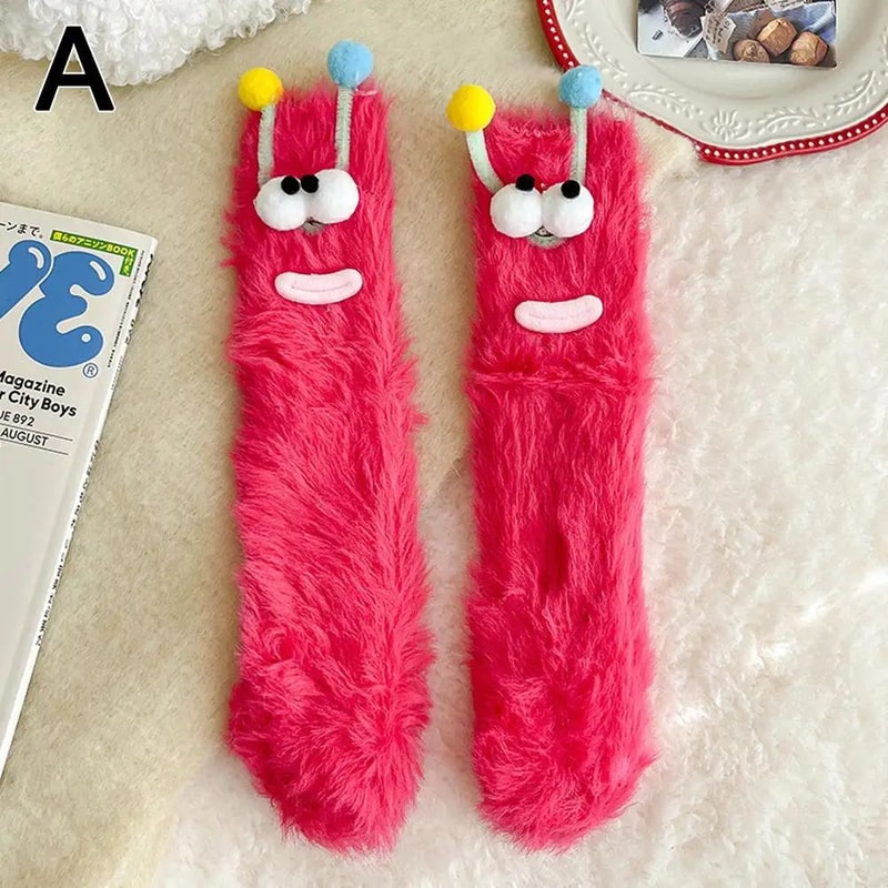 Funny Monster Fuzzy Socks Thick Coral Fleece Warm Floor Socks With Big Eyes Cute Cozy Winter Gift 8
