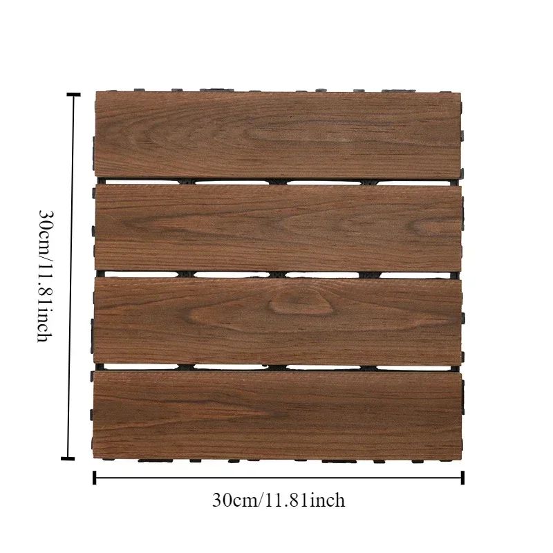 27 Pcs Interlocking Solid Wood Deck Tiles DIY Outdoor Flooring For Patio Garden Terrace Poolside 5