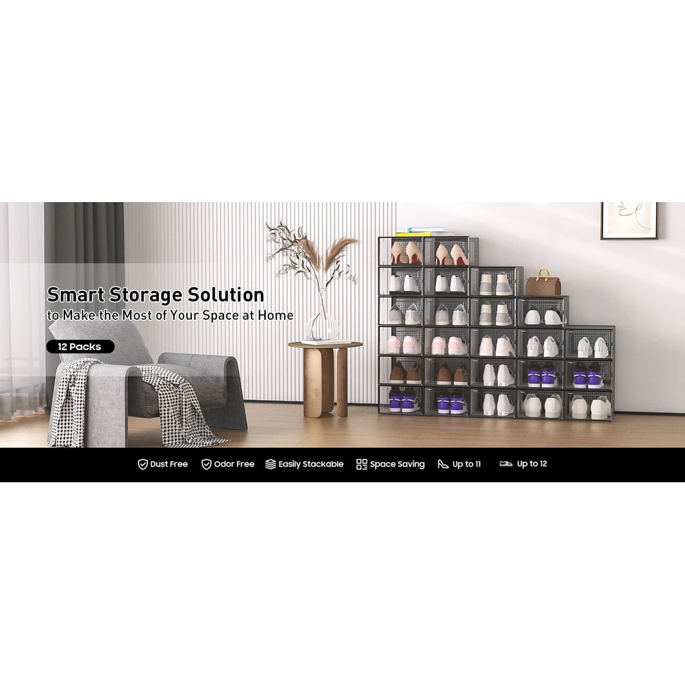 Clear Stackable Shoe Storage Boxes Large Sneaker Organizer Containers SpaceSaving Shoe Rack Altern 8