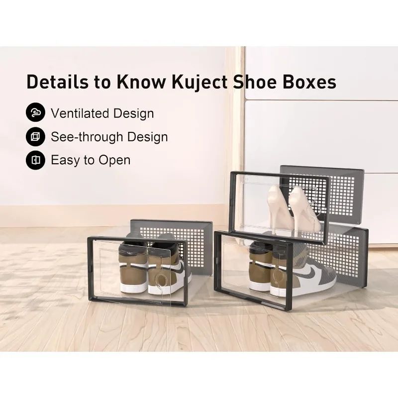 Clear Stackable Shoe Storage Boxes Large Sneaker Organizer Containers SpaceSaving Shoe Rack Altern 19