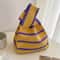 Womens Knitted Stripe Tote Handbag Reusable Mini Shoulder Wrist Bag For Students Casual EcoFriend 6