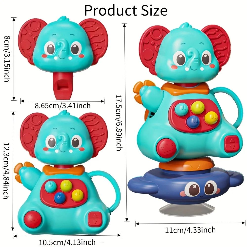 3in1 Blue Elephant Spinning Top Toy With Strong Suction Cup Baby Sensory Play High Chair Travel Gi 1