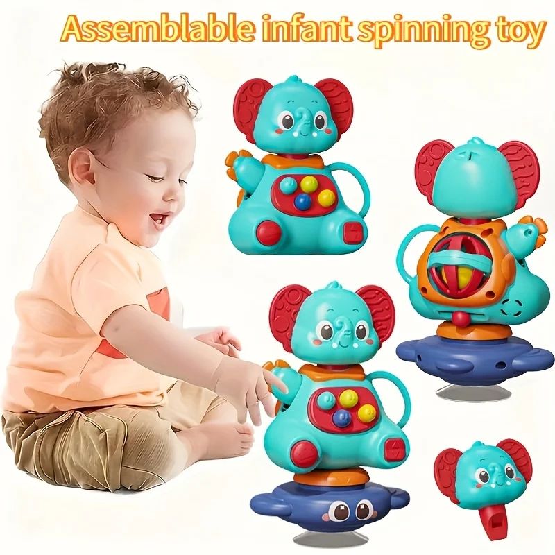 3in1 Blue Elephant Spinning Top Toy With Strong Suction Cup Baby Sensory Play High Chair Travel Gi 4