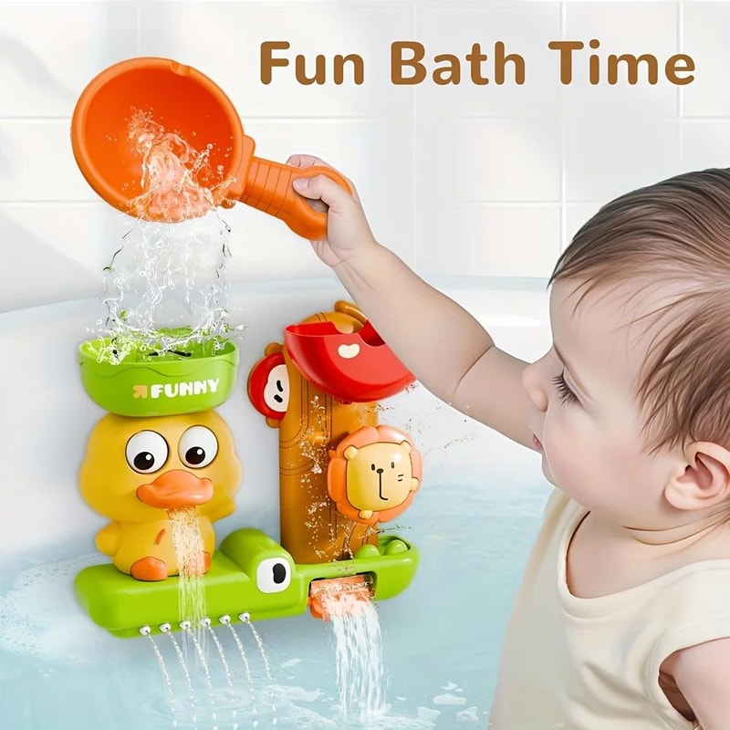 Duck Windmill Bath Toy With 3 Strong Suction Cups Water Play Spinner For Babies Toddlers Shower F 0