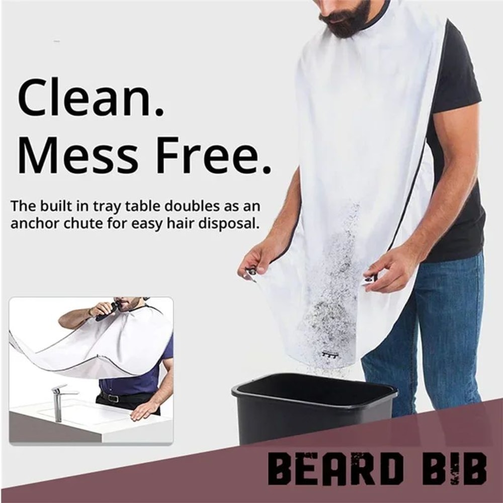 Beard Catcher Bib Apron With Suction Cups NoMess Shaving Trimming Cape For Men Easy Clean Grooming 4