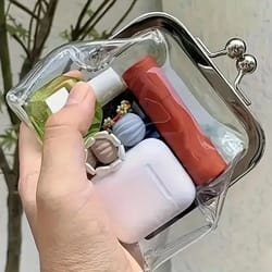 transparent pvc coin purse makeup bag - portable travel storage pouch for change, earphones, lipstick & daily essentials