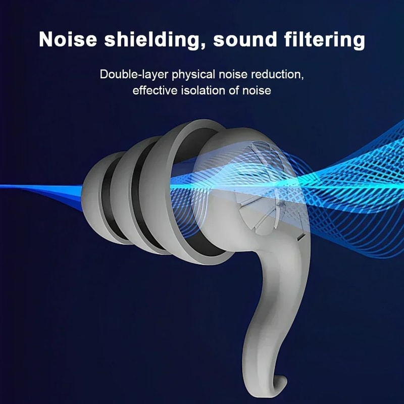 3Layer Reusable Silicone Sleep Earplugs For Noise Reduction Snoring Soft Waterproof For Travel S 1