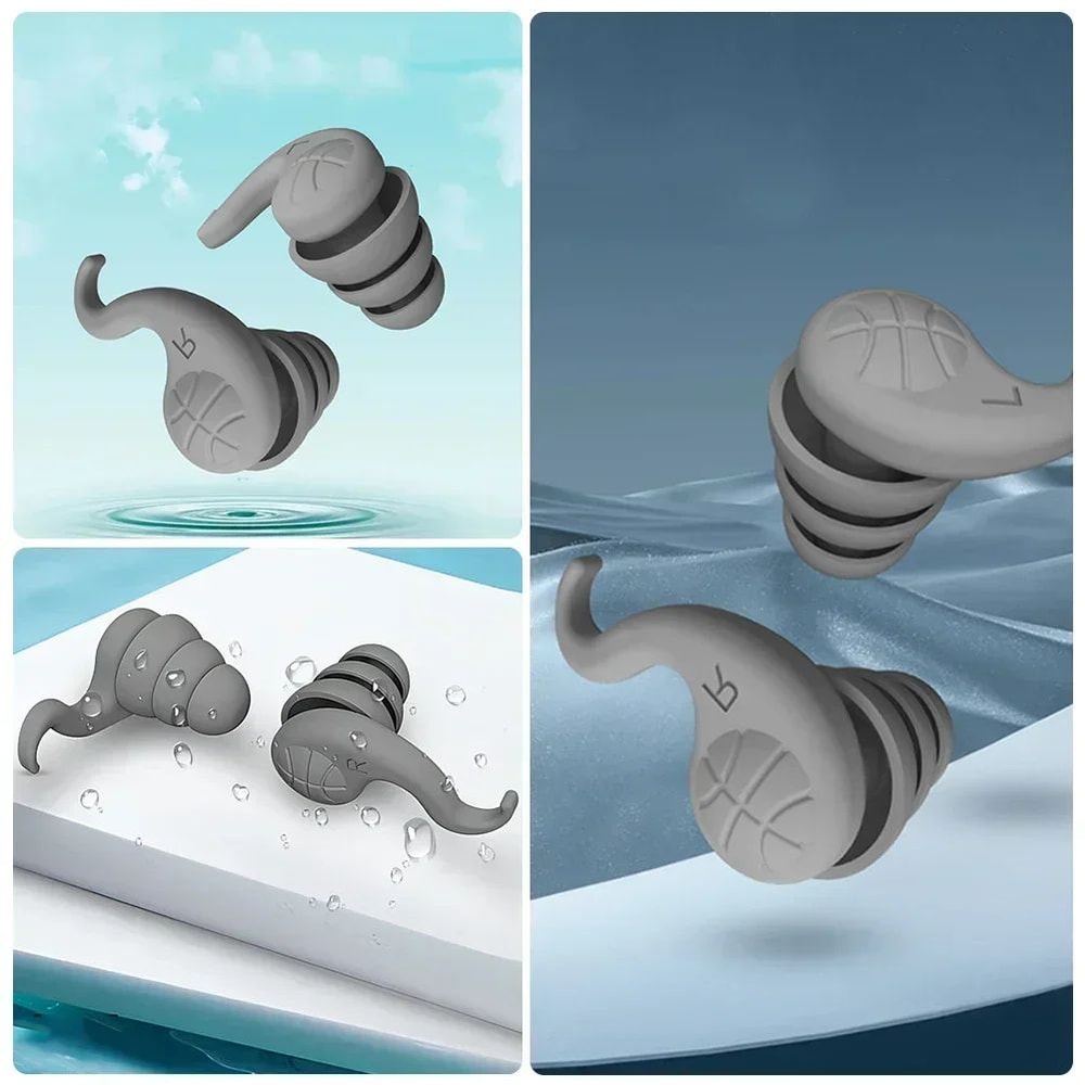3Layer Reusable Silicone Sleep Earplugs For Noise Reduction Snoring Soft Waterproof For Travel S 3