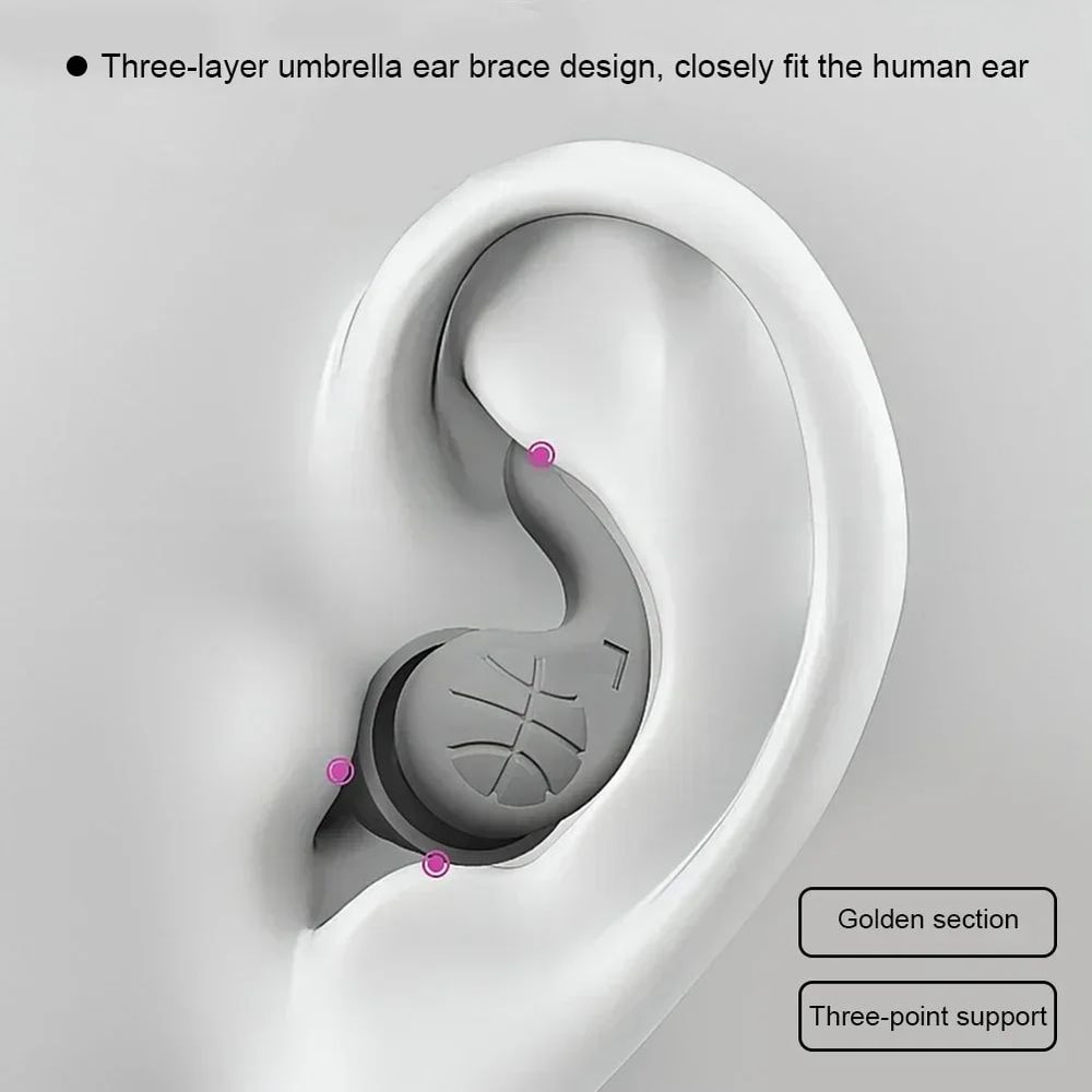 3Layer Reusable Silicone Sleep Earplugs For Noise Reduction Snoring Soft Waterproof For Travel S 4