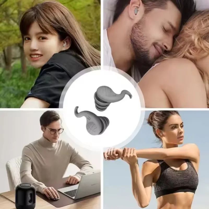 3Layer Reusable Silicone Sleep Earplugs For Noise Reduction Snoring Soft Waterproof For Travel S 5
