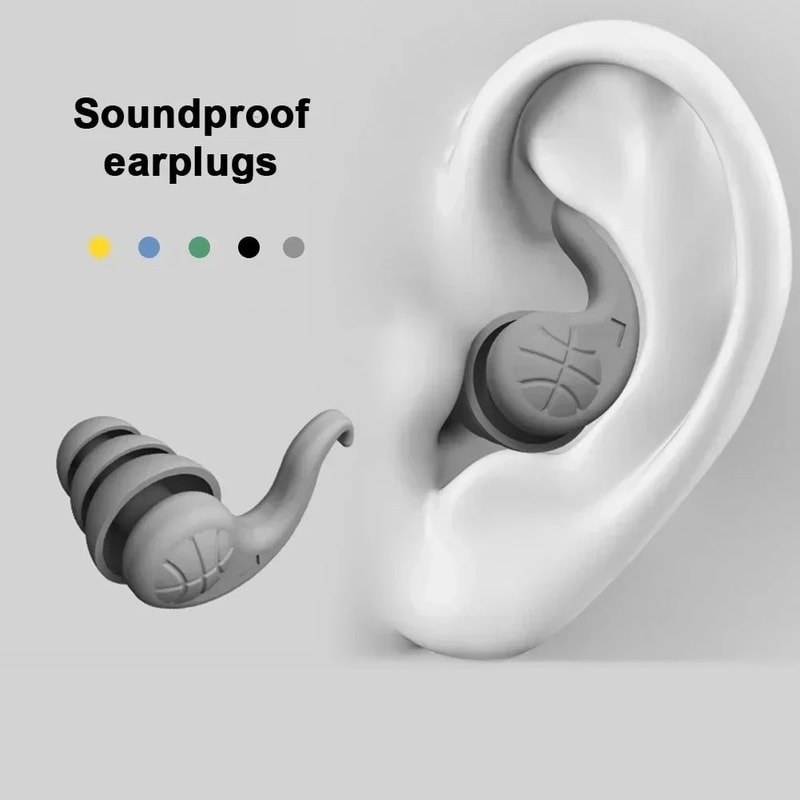 3Layer Reusable Silicone Sleep Earplugs For Noise Reduction Snoring Soft Waterproof For Travel S 6