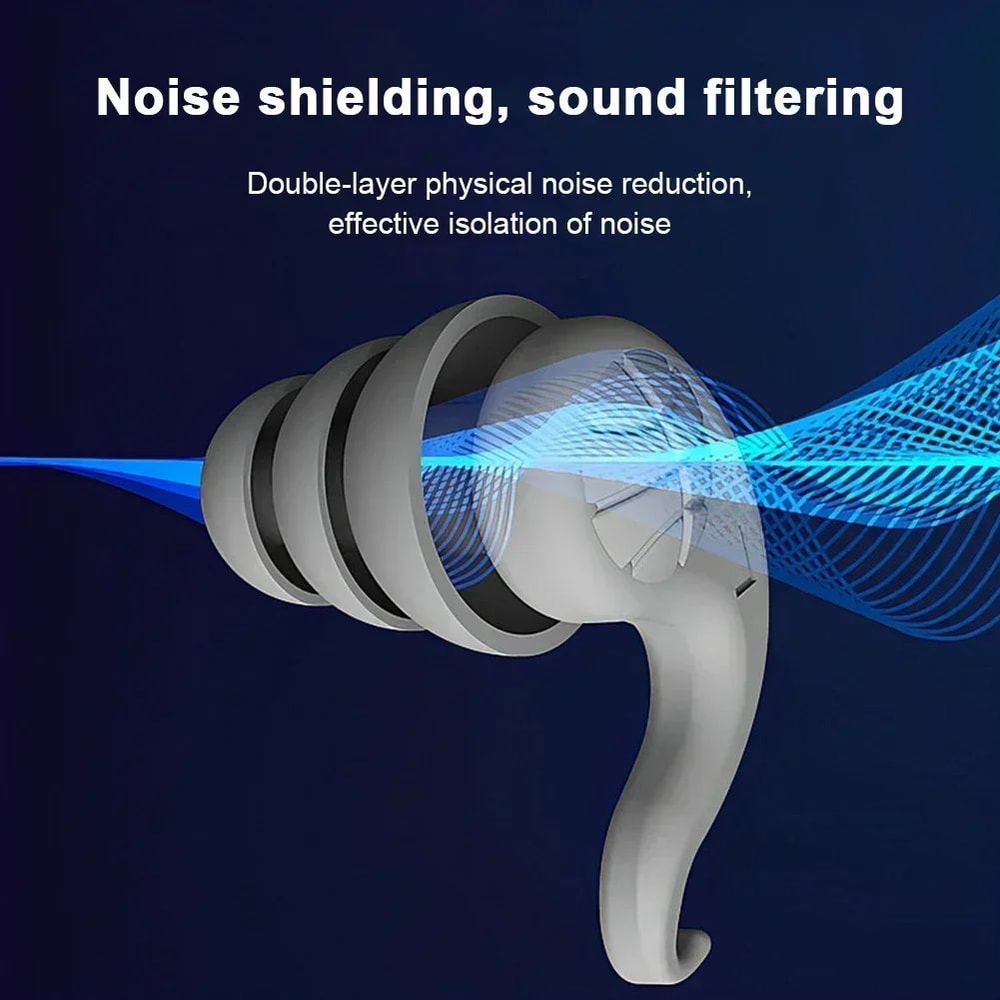 3Layer Reusable Silicone Sleep Earplugs For Noise Reduction Snoring Soft Waterproof For Travel S 8