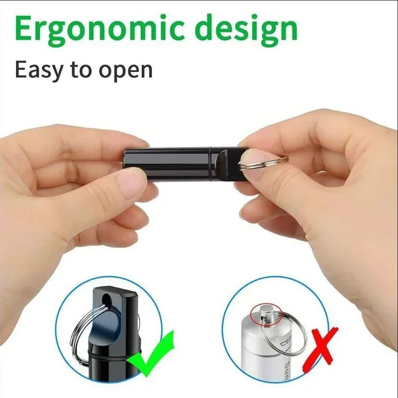 Waterproof Aluminum Pill Box Keychain With Carabiner Outdoor Travel Medicine Case Container Secure 0