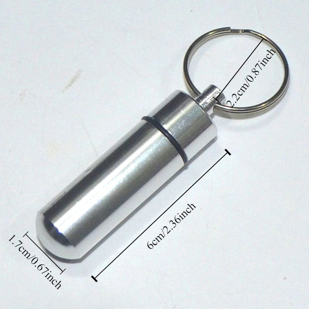 Waterproof Aluminum Pill Box Keychain With Carabiner Outdoor Travel Medicine Case Container Secure 3
