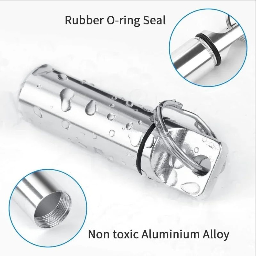 Waterproof Aluminum Pill Box Keychain With Carabiner Outdoor Travel Medicine Case Container Secure 4