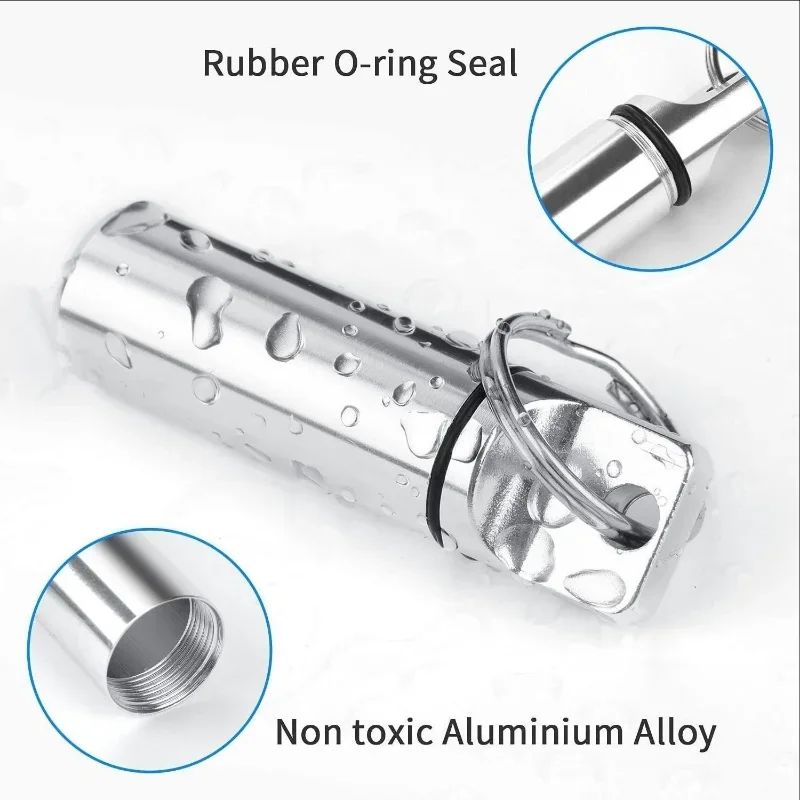 Waterproof Aluminum Pill Box Keychain With Carabiner Outdoor Travel Medicine Case Container Secure 4