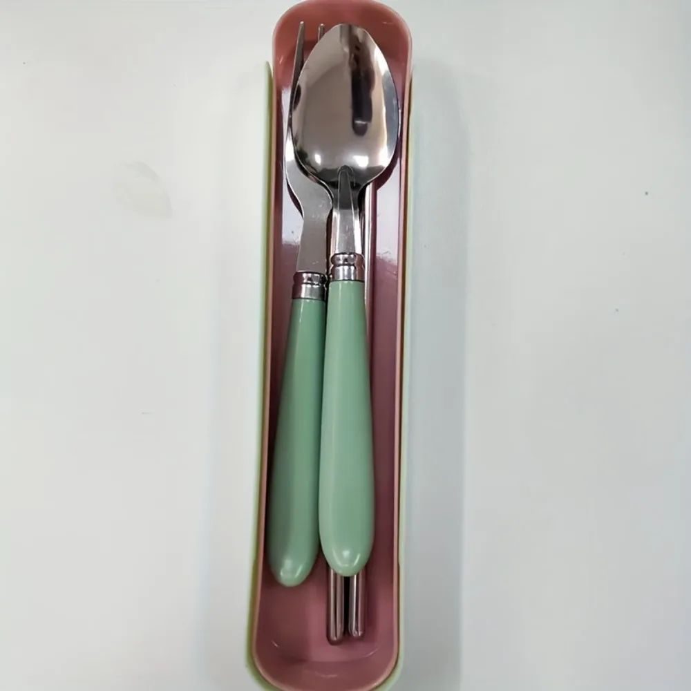 Polishing Stainless Steel Portable Cutlery Set W Storage Box Picnic Camping Travel Flatware RustRe 2