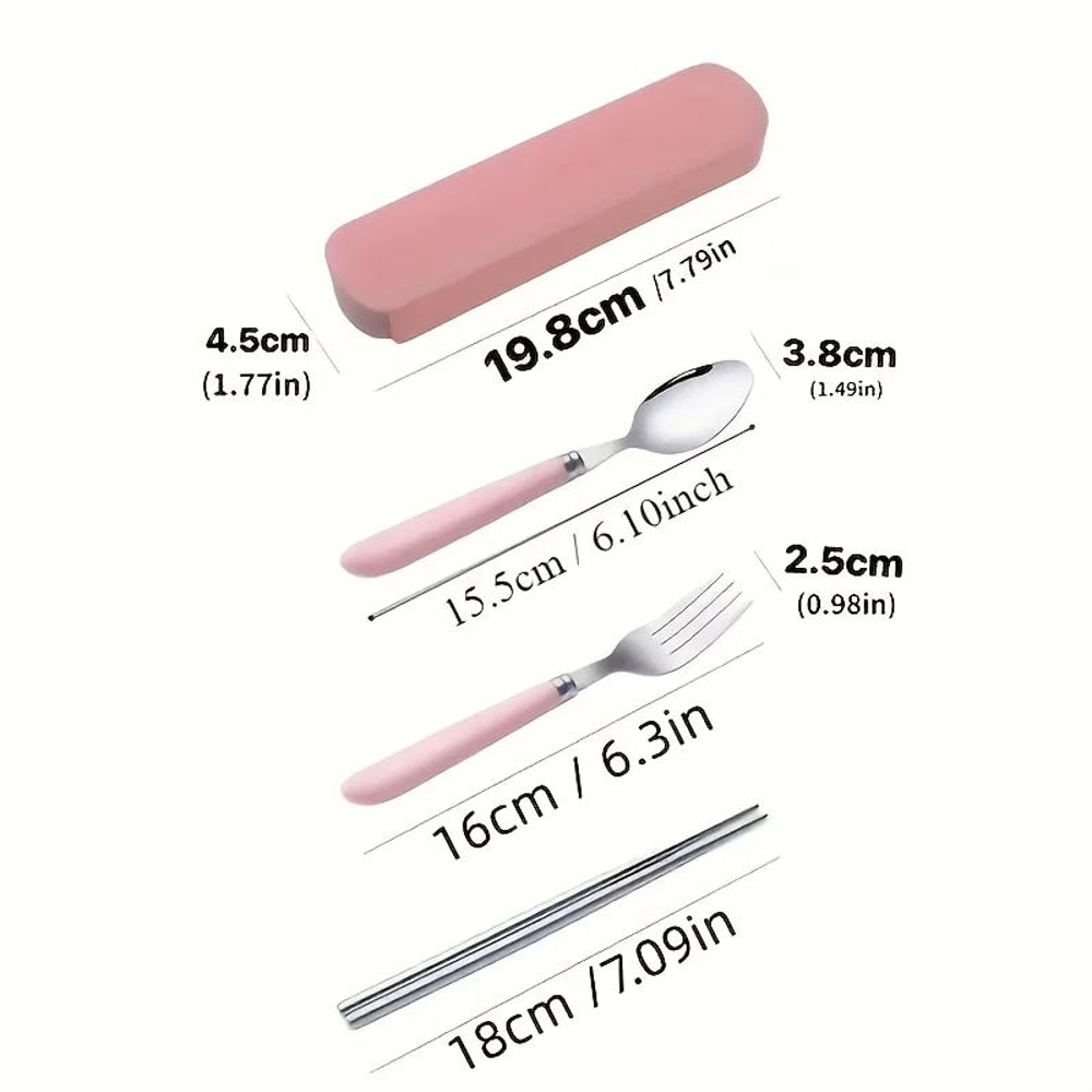 Polishing Stainless Steel Portable Cutlery Set W Storage Box Picnic Camping Travel Flatware RustRe 3