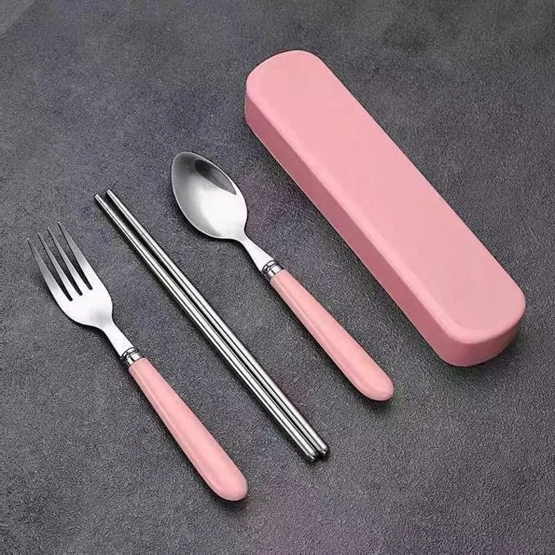 Polishing Stainless Steel Portable Cutlery Set W Storage Box Picnic Camping Travel Flatware RustRe 8