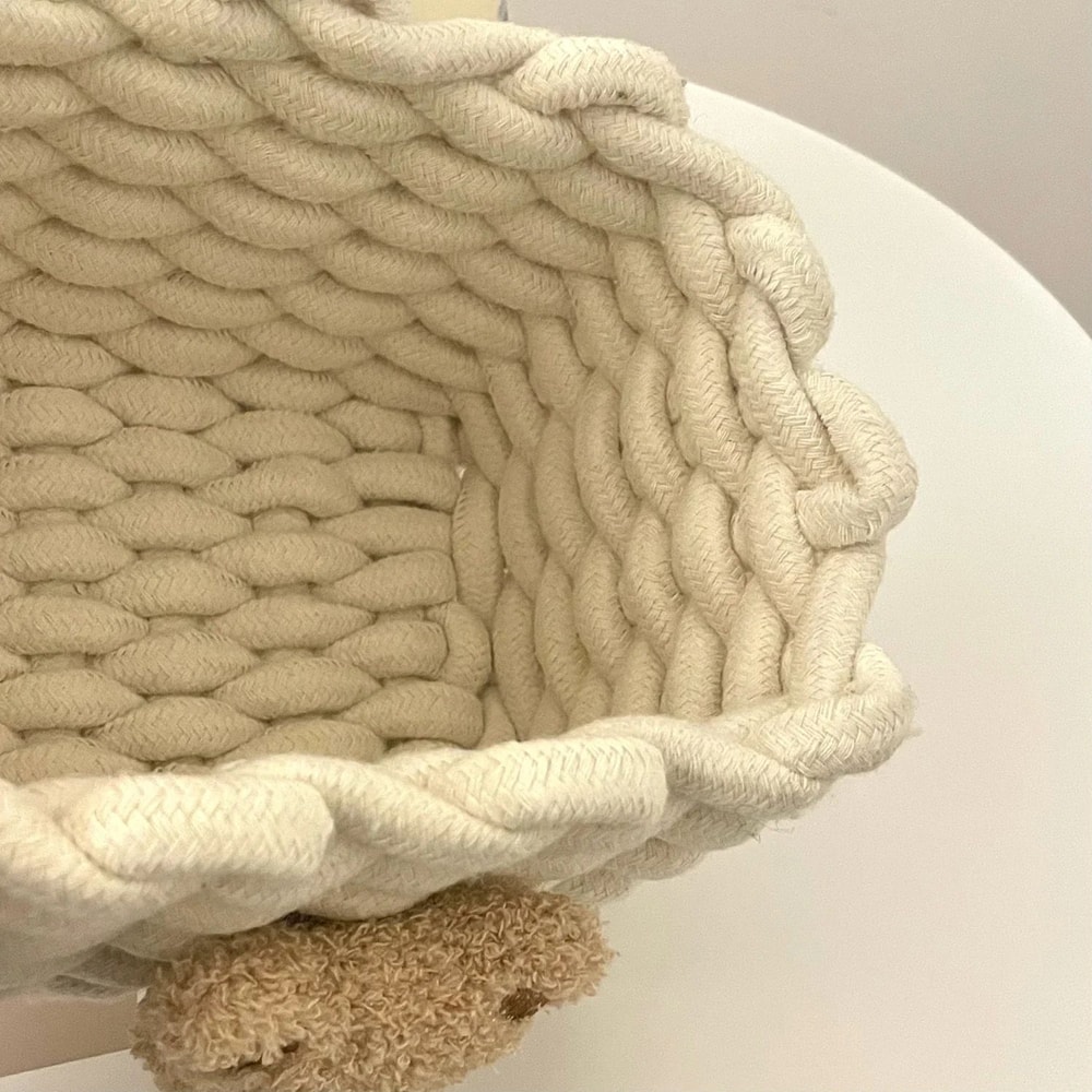 Handmade Cotton Rope Storage Basket Little Bear Cute Desktop Organizer For Cosmetics Sundries EcoF 12