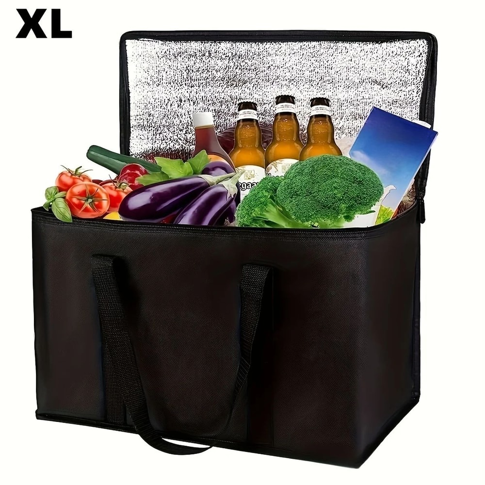 XL Insulated Grocery Tote Bag Large Soft Cooler Keeps Food Hot Cold For Hours Pizza Warmer Zipper 1